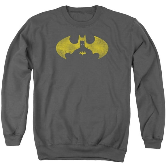 Batman Bat Symbol Knockout Adult Crewneck Sweatshirt Charcoal