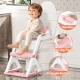 thumbnail image 4 of Asiento de entrenamiento para ir al baño SKYROKU 2 en 1 para niños pequeños, color rosa, con banquito, 4 of 9