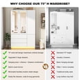 thumbnail image 3 of 75" Tall 3 Doors Armoire Wardrobe Closet with  3 Drawers and Mirror, Large Wardrobe Closet for Bedroom with LED Lights, Wooden Armoire Storage Cabinet with Hanging Rod, Adjustable shelves (White), 3 of 11