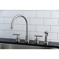 thumbnail image 4 of Kingston Brass KS8728CMLBS Manhattan Double-Handle Widespread Kitchen Faucet with Brass Sprayer, Brushed Nickel, 4 of 7
