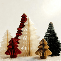 Set of 2 Honeycomb Christmas Trees - The Heart of Your Holiday Table Decor. Add Instant Cozy & Charm!