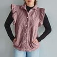 thumbnail image 6 of Otntypg Women Ruffles Puffer Vest Lightweight Casual Sleeveless Button Down Padded Collared Jacket Gilet Trendy Fall Winter Outerwear Tops Pink M, 6 of 9