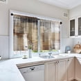 thumbnail image 6 of Brown Kitchen Window Curtains Valance and Tier Set 36 Inch, Grey Beige Modern Rod Pocket Short Tier Curtain, Abstract Art Small Cafe Drapes for Kitchen Decor, 6 of 6