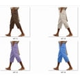 thumbnail image 4 of Womens Cotton Linen Capri Pants Casual Drawstring Elastic High Waist Trousers Lace Trim Summer Pants with Pockets, 4 of 6