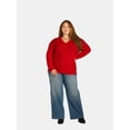 thumbnail image 4 of What's Next Women's Plus Waffle Knit V Neck Sweater, Lightweight, Sizes 1X-4X, 4 of 5
