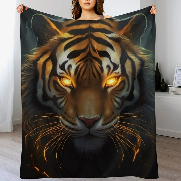 WERPE Tiger Gifts Blanket Cool Black Fire Tiger Blanket Tiger Blankets for Women Men Teens Kids Tiger Gifts for Tiger Lover Cool Men Boy Blanket for Christmas Birthday Tiger Throw Blanket White Walmar...