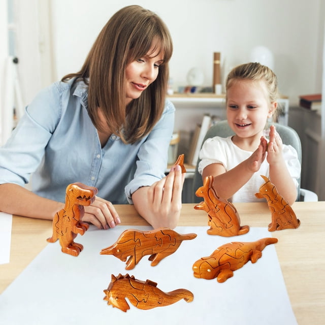 Fiudx Rompecabezas de Madera, Juego Educativo con Formas de Animales, Entrenamiento Cerebral Creativo, Coordinación Ojo-Mano, Interacción Familiar, Material Ecológico Seguro, Madera de Nanmu, 1 Juego