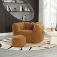 thumbnail image 5 of Accent Sofa Chair, Comfy Reading Bean Bag Chair Armchair with Ottoman, Lounge Upholstered Floor Arm Chair Soft Cushion Lazy Leisure Chairs for Living Room Bedroom Office Balcony, Khaki, 5 of 8