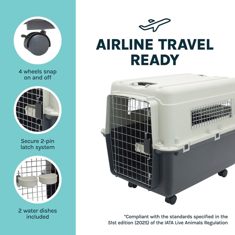SportPet Designs Airline Approved Plastic Dog Kennel with Wheels