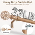thumbnail image 5 of OLV Boho Curtain Rods 36-88" Heavy Duty with Wood Grain Leaf Finial,Burlywood-white, 5 of 9
