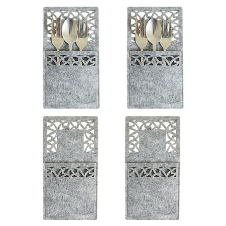 

IMSHIE 4 Pieces Christmas Cutlery Bag Christmas Black Felt Tableware Bag Rectangular Cutlery Set