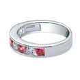 thumbnail image 3 of BERRICLE Sterling Silver Red Channel Set Round Cut Cubic Zirconia CZ Stackable Fashion Anniversary Half Eternity Ring for Women, Rhodium Plated Size 5, 3 of 9