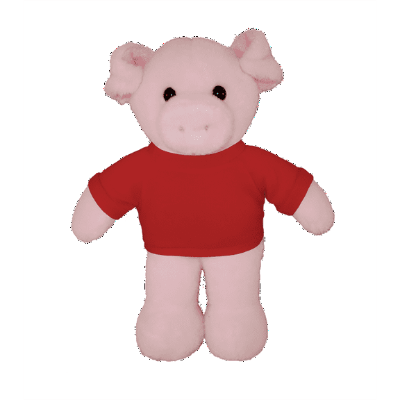 Made by Aliens 8 Inch Floppy Pig with Tee Plush Stuffed Animal Personalized Gift - Custom Text on Shirt - Great Present for Mothers Day, Valentine Day, Graduation Day, Birthday (Red)