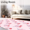 thumbnail image 2 of ODIKA 5'x7' Machine Washable Non-Slip Area Rug, Cute Cherry Blossom Cartoon with Playful Fruit Motifs and Whimsical Accents High Traffic Rug with Pad, Pink, 729475, 2 of 8
