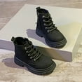 thumbnail image 7 of CAICJ98 Kids Boots Boys Girls Side Zipper Lace Up Work Boots Combat Toddler Boots Girls Black (Little Kid/Big Kid),13, 7 of 7