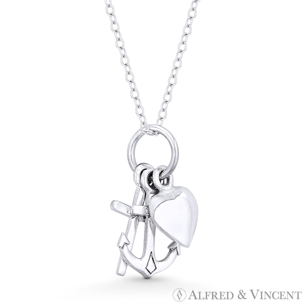 .925 Sterling Silver Heart Cross Charm Pendant