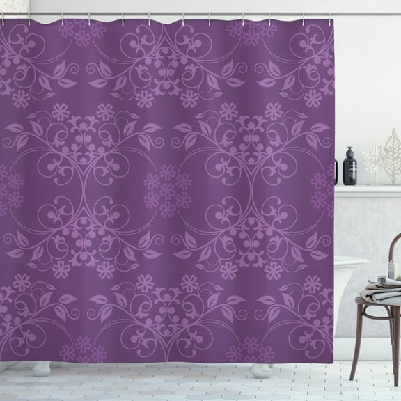 Ambesonne Eggplant Shower Curtain, Arrangement Ornament, 69"Wx75"L, Violet