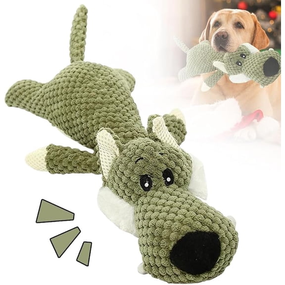 Interactive Dog Toys for Aggressive Chewers Large Breed, Durable Squeaky Puppy Toys for Teeth Cleaning, Tough Indestructible Chew Toy