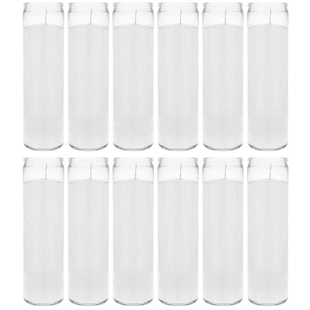 Unscented Candles White Devotional Prayer Glass Container Candle Sanctuary 3 pcs