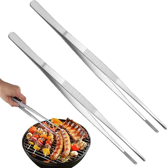 2 pinzas de 12 pulgadas, pinzas de cocina, pinzas de comida largas con puntas dentadas de precisión compatibles con cocinar, reparar, comida de mar brand modelStyleType