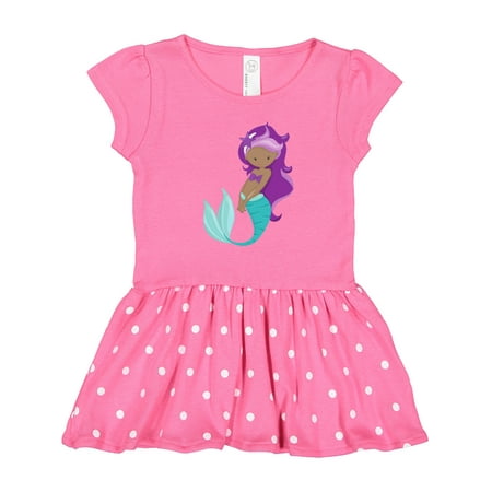 

Inktastic African American Mermaid Purple Hair Starfish Gift Toddler Girl Dress