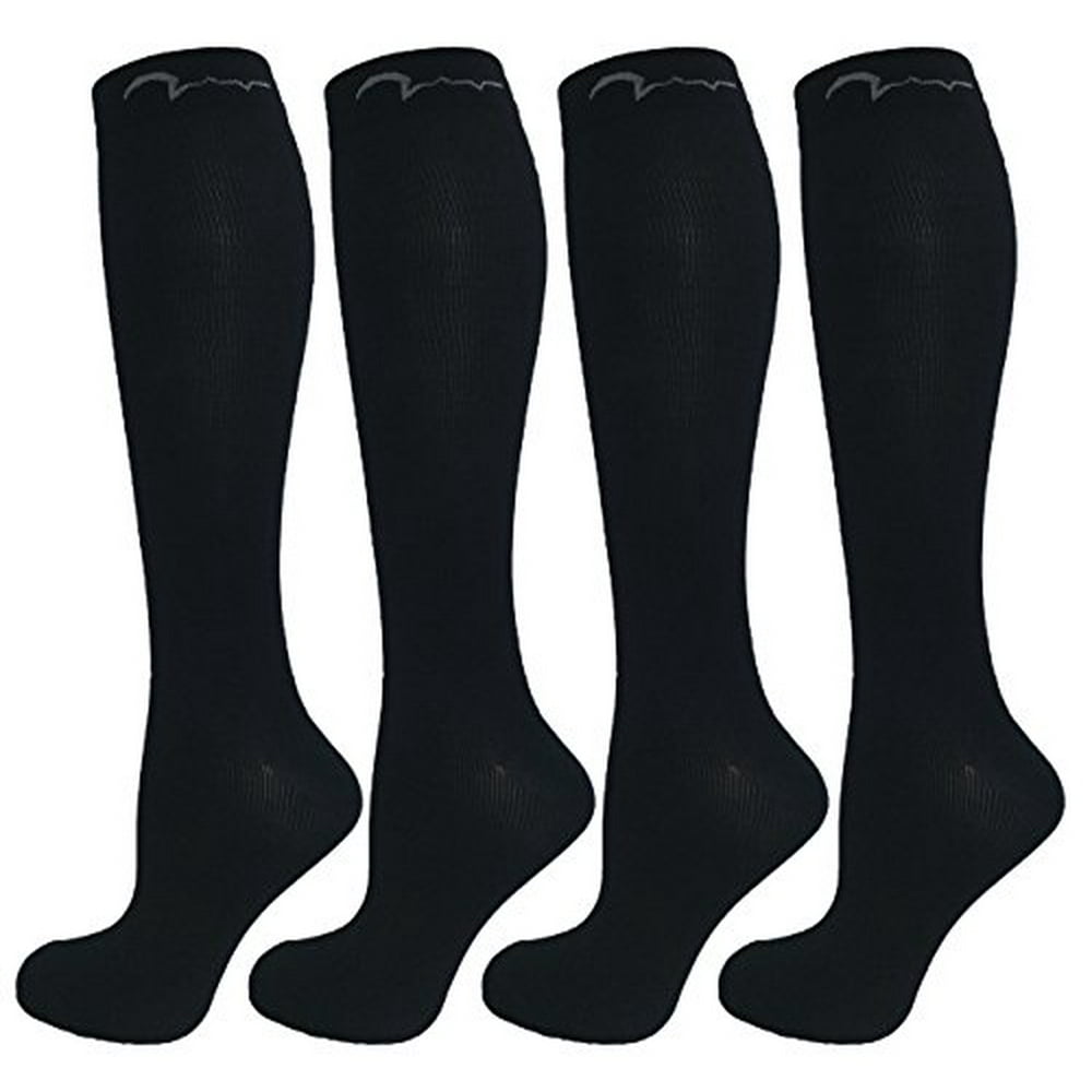 4 Pair Black Large X Large Extra Soft Compression Socks For Women And Men Moderate Medium