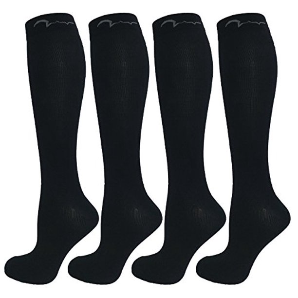 4 Pair Black Large/XLarge Extra Soft Compression Socks for Women and