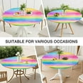 thumbnail image 7 of Colorful Watercolor Stripe Pattern Round Fitted Tablecloth with Elastic Edge,Dining Table Cover Waterproof,Outdoor Round Tablecloth for Camping,Dining,Indoor and Outdoor, 7 of 7