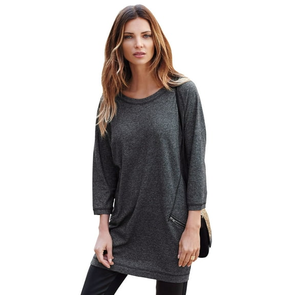 Ellos Women's French Terry Zip Pocket Tunic Tunic
