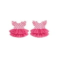 thumbnail image 2 of Newborn Toddler Baby Girl Summer Romper Casual Pink Cotton Dress With Plaid Print Layered Tulle Cute Jumpsuit, 2 of 8