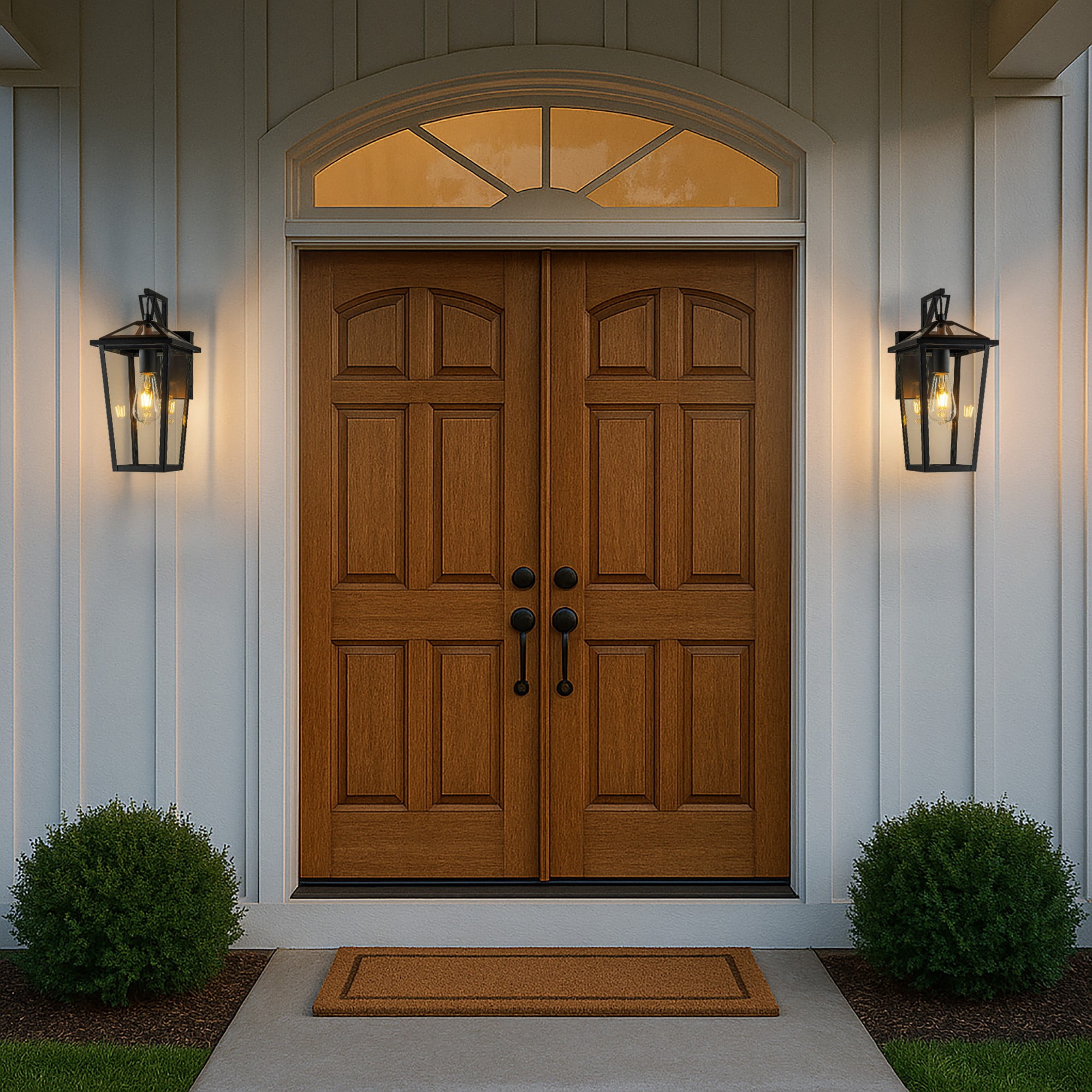 H15" 1 Light Modern Matte Black Outdoor Wall Lantern with Clear Tempered Glass Open Bottom Design Exterior Light Fixture for Entryway, Garage, Patio (Bulb Not Included)