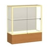 Waddell 2281PB-GD-MK Reliant 36 x 40 x 14 in. Carmel Oak Base Counter Display Case, Plaque Back - Champagne Gold