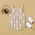 thumbnail image 2 of CUZIBR Boys Baby Summer Romper Jumpsuit Crochet Knitting Cute Bunny Sleeveless Solid Color Overall Adjustable Strap Bodysuit Casual Playwear One Piece Clothes Outfits Clothing Set,Khaki,6-12 Months, 2 of 4