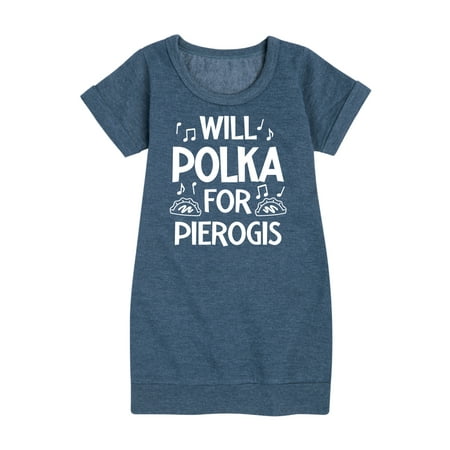 

Instant Message - Dyngus Day - Will Polka for Pierogis - Polish Holiday Celebration - Toddler & Youth Girls Fleece Dress