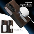 thumbnail image 2 of Dteck Magnetic Case for Samsung Galaxy Z Fold 7 with Rotating Metal Stand, Compatible with MagSafe, Slim PU Leather Shockprood Phone Cover for Galaxy Z Fold 7,Coffee, 2 of 7