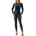 thumbnail image 2 of Blusa de terciopelo elástica de manga larga y cuello redondo para mujer INSPIRE CHIC M Azul oscuro, 2 of 6