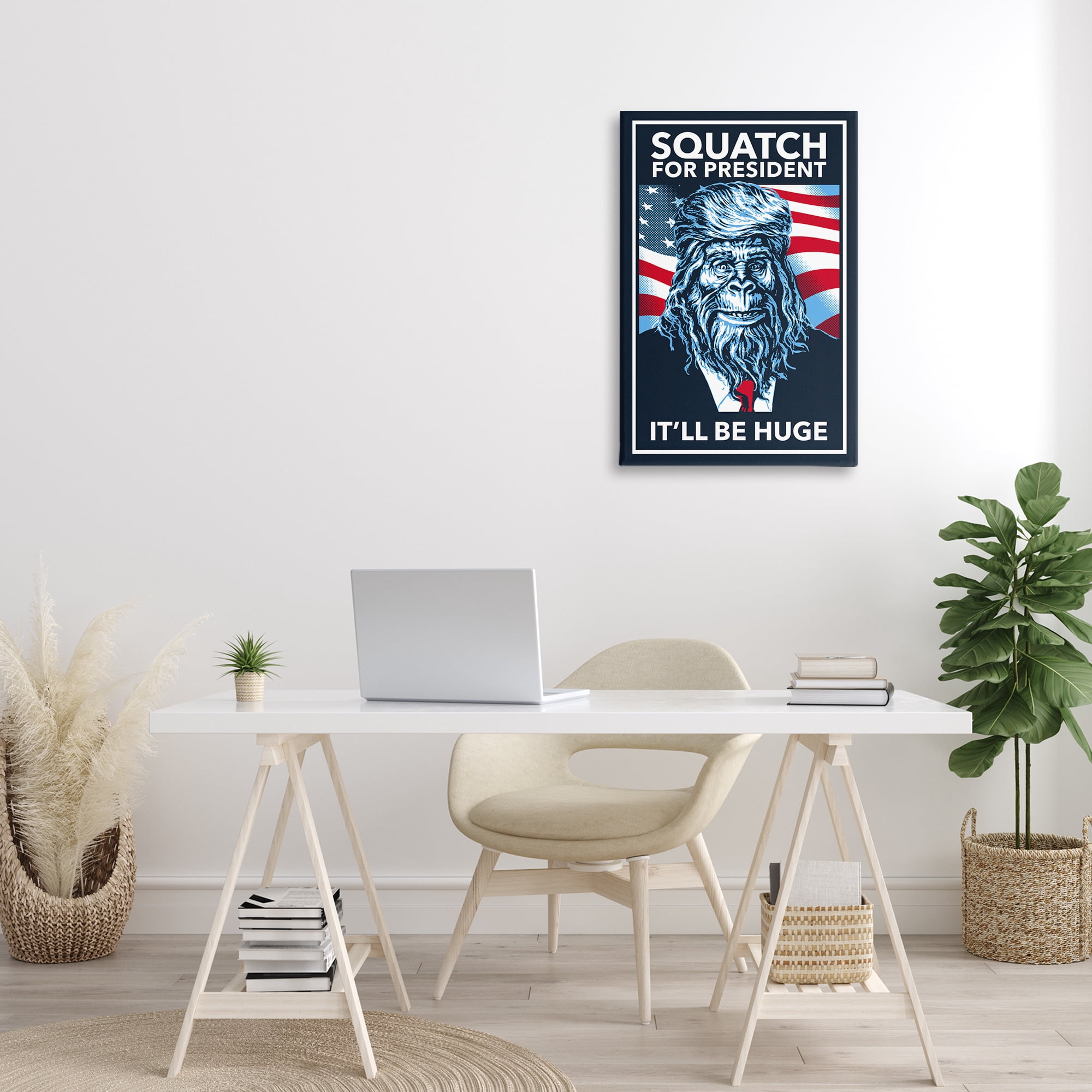 Stupell Industries Funny Mythical President Novelty Painting Gallery Wrapped Canvas Art Print Wall Art, 20 x 30
