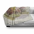 thumbnail image 3 of Fall Soft Flannel Fleece Throw Blanket, Watercolor Style Autumn Landscape with a Road Among the Trees Rural Environment Eco, Cozy Plush for Indoor and Outdoor Use, 50" x 60", Multicolor, by Ambesonne, 3 of 6