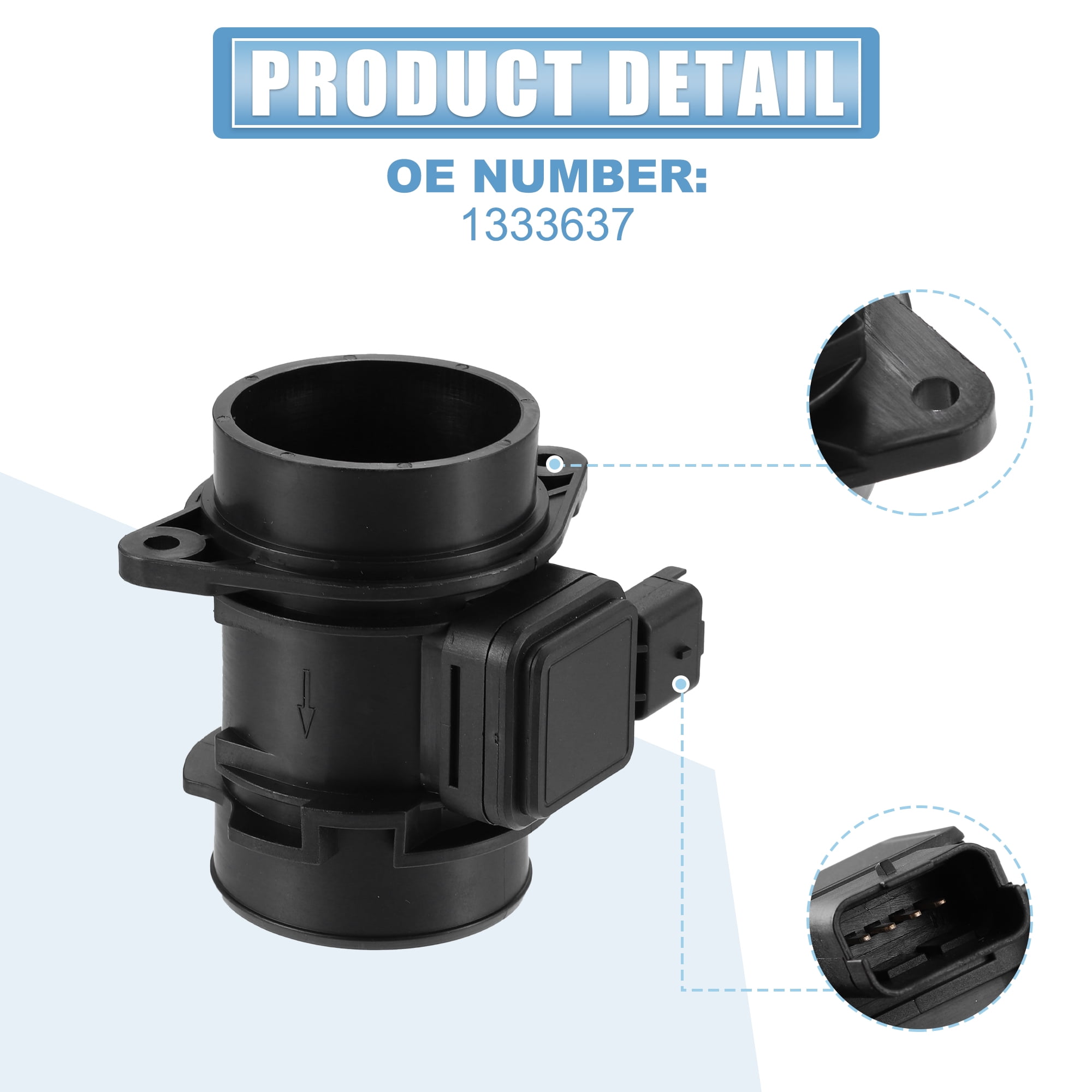 1333637 Car Mass Air Flow Sensor Meter MAF Sensor Airflow Replacement for Ford Fiesta MK VI 2008-2017