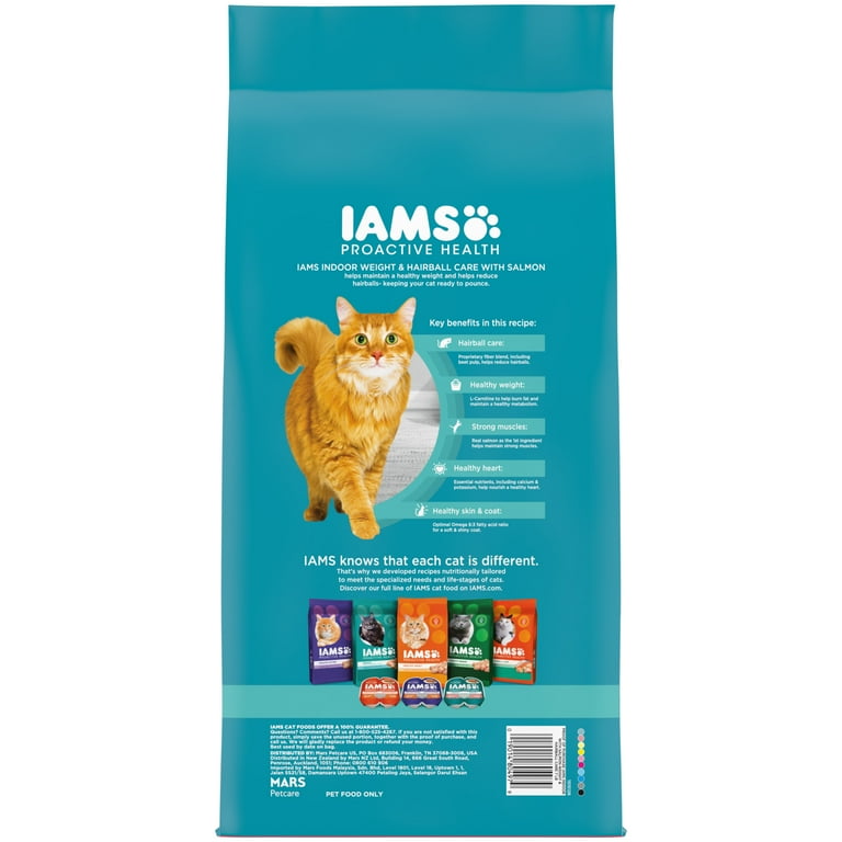 IAMS PROACTIVE HEALTH Indoor Weight Hairball Care Salmon Dry Cat Food for Adult Cat 7 lb. Bag Walmart