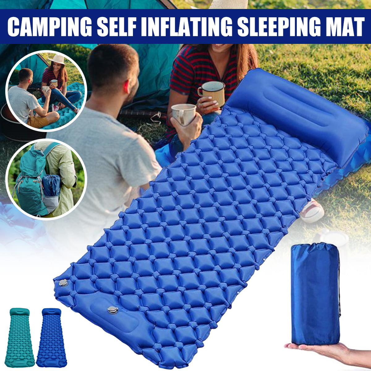 Self Inflating Camping Roll Mat Outdoor Inflatable Sleeping Mattress Pad 