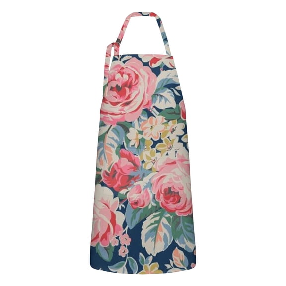 Pioneer Flower Floral Print Pattern Apron-Garden Aprons for Women with Pockets-Cotton Linen Waterproof Kitchen Cooking Gardening Aprons Adjustable for Kitchen,Cooking,BBQ and Salon 33x27 Inch