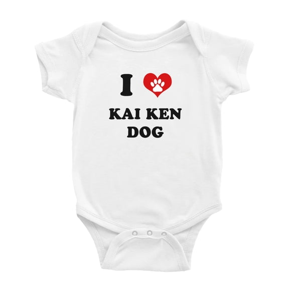 I Heart Kai Ken Dog Funny Cute Baby Jumpsuits Newborn Clothes (White, 12-18 Months)
