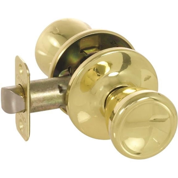 The Delaney 100T-BR-CS-US3 Braydn Knob Bright Brass View Pack