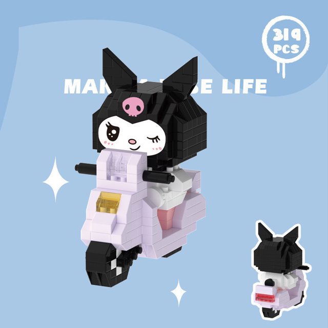 Bloques de construcción Sanrio figura de Anime Kuromi juguetes ensamblados adorno decorativo modelo My Melody regalos de rompecabezas para niños