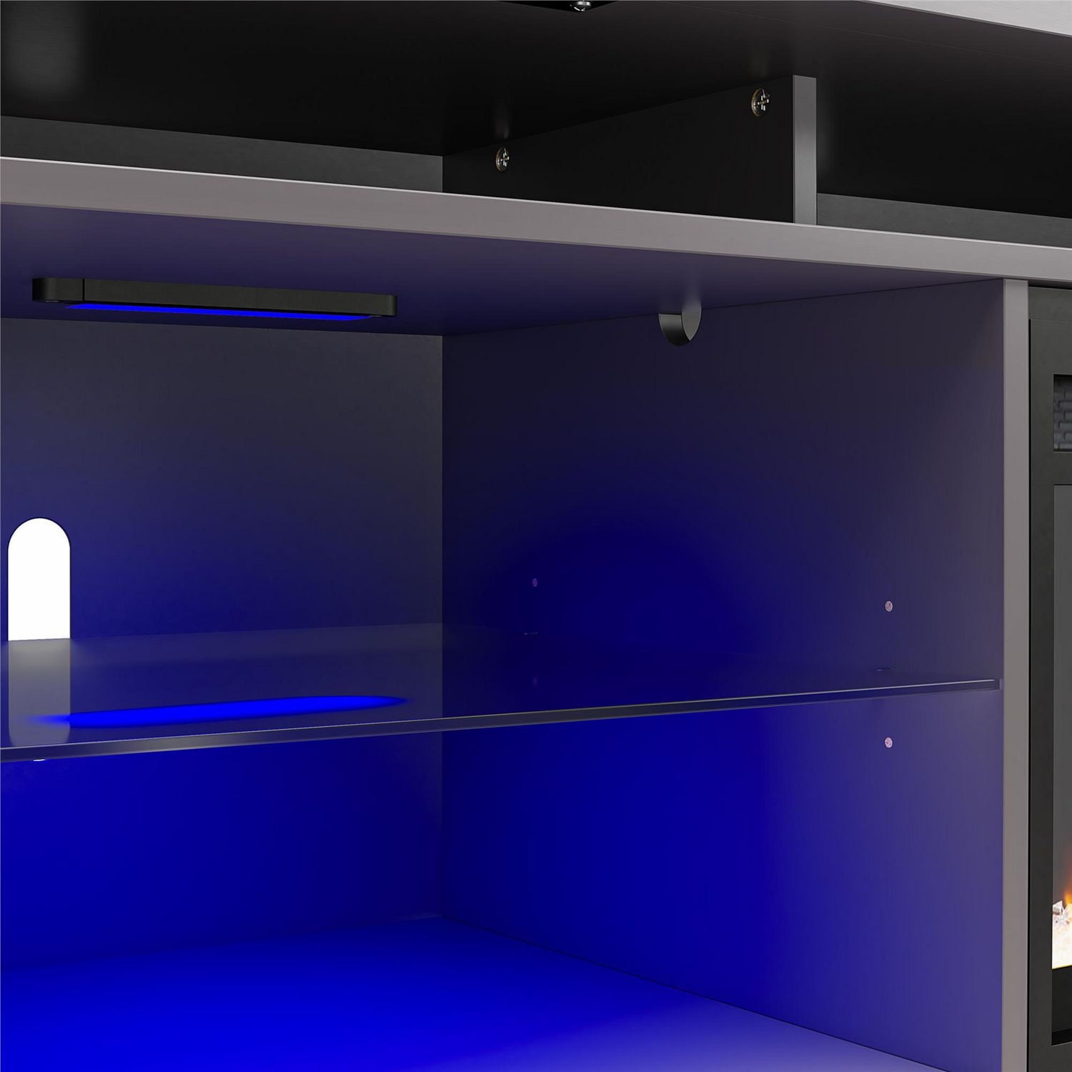 Meuble télé avec foyer électrique Luna d’Ameriwood Home pour téléviseurs jusqu’à 65 po, gris graphite