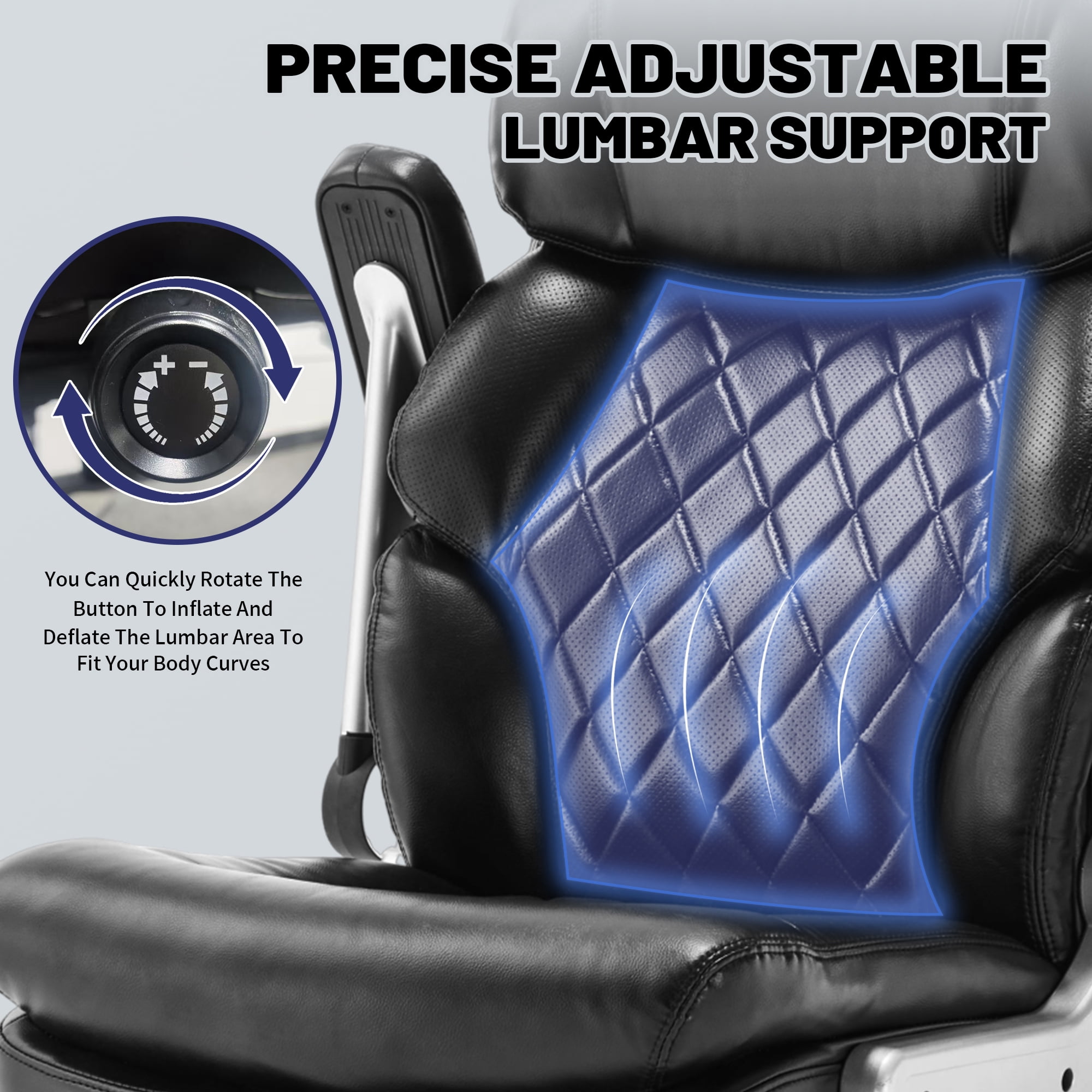 Qusaphy Big & Tall Office Chair 800LBS Heavy Duty - Ergonomic PU Leather Chair with 5D Armrests, 90°-120° Recline, Silent Wheels