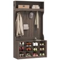 thumbnail image 1 of HOMCOM Hall Tree with Bench and Shoe Storage Cubbies for Entryway, Brown, 1 of 10