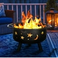 thumbnail image 2 of Alpha Joy 30" Outdoor Fire Pits 2 in 1 Round Wood Burning Fire Pit with Grill for Patio, Backyard & BBQ, Black, 2 of 8