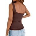 thumbnail image 6 of GXIPO Womens Square Neck Double Lined Tank Tops Low Back Fitted Sleeveless Tops Coffee 2XL, 6 of 6